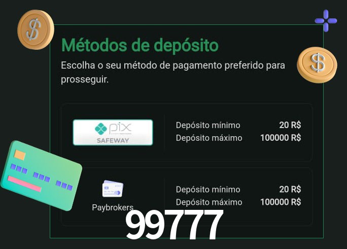 O cassino 99777 oferece uma grande variedade de métodos de pagamento
